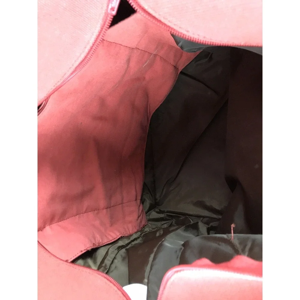 Restoration Hardware Large Canvas Tote Heavy Bag Leather Handles Zip Coral